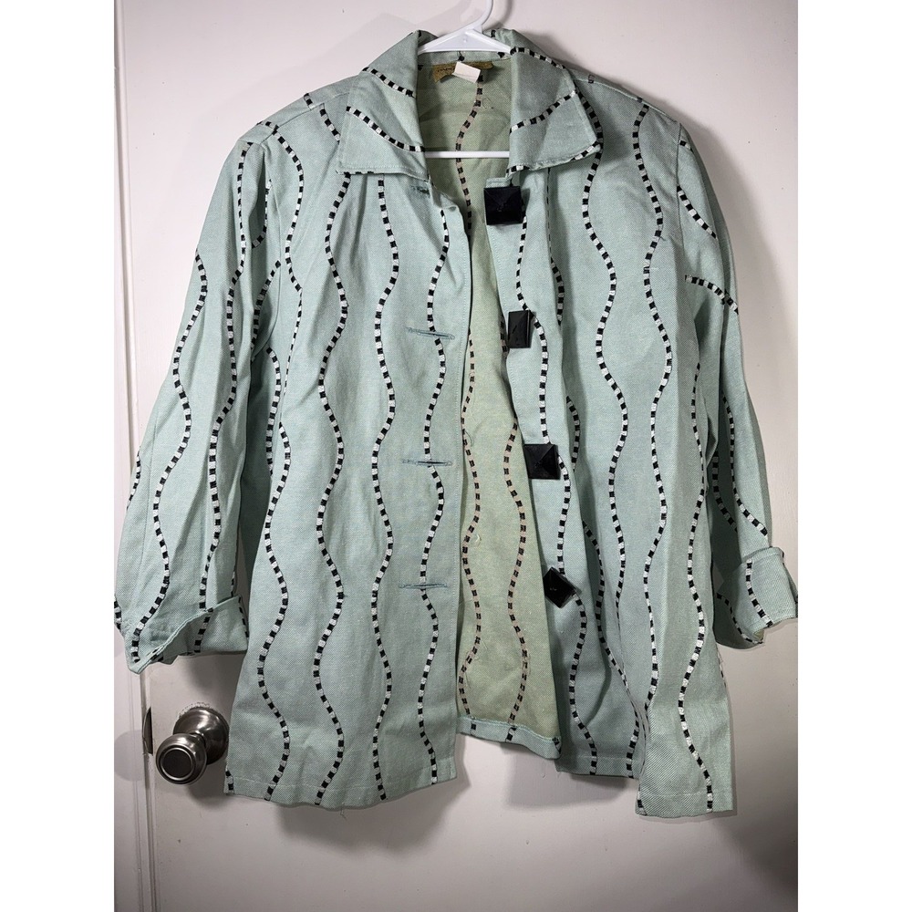 Painted Pony Vintage Blue Embroidered Blazer Jacket Artsy Bold Women's L
